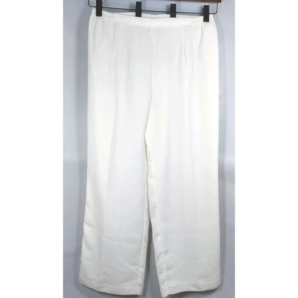 Unbranded Trouser Pants Size 18W Pull On Ivory Fully Lined Flat Front Elastic